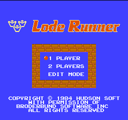 Lode Runner title screen for Famicom